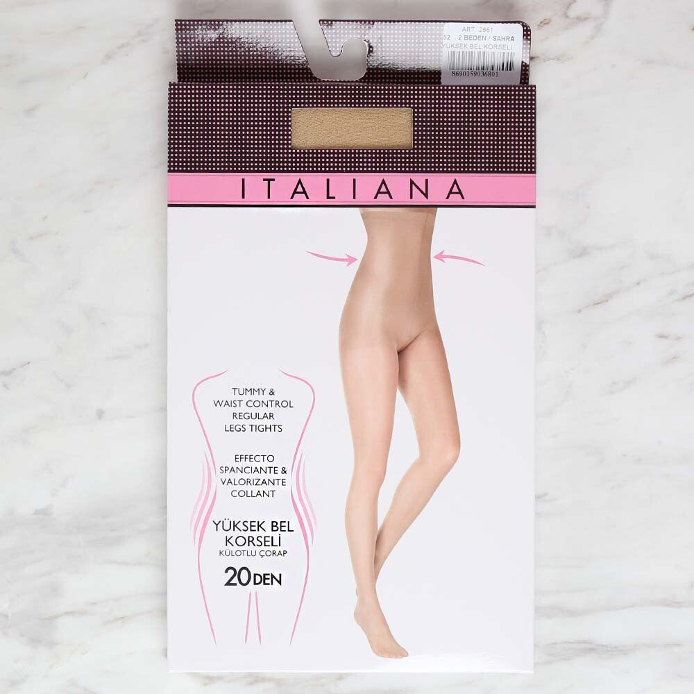 İtaliana 2661 Yüksek Bel Korseli Külotlu Çorap, Sahra 52/2 Beden